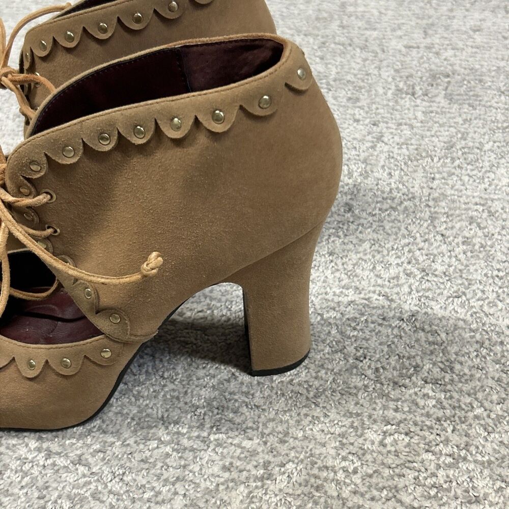 Poetic License Brown Suede Pumps Heels Womens 10 EU 41 Scalloped Trim Shoes Lace - Picture 2 of 11